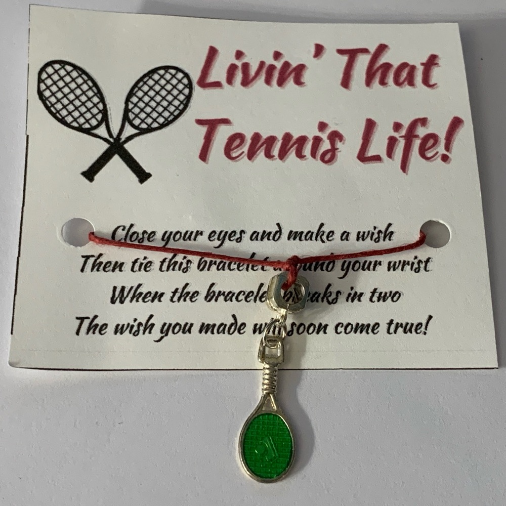 Unisex Tennis Life Wishing Red Hemp Cord Charm Bracelet